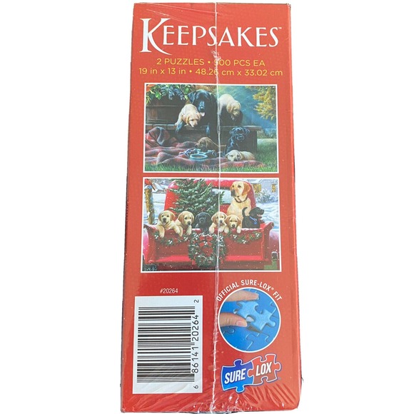 Set of 2 Keepsakes Giftable Boxes 500 Pc. each Jigsaw Puzzles New Puppy Holidays - Picture 4 of 5